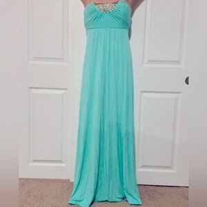 Blue long dress with open back